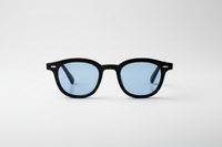 Black with blue lenses