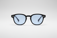 Black with blue lenses