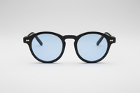 Black with blue lenses