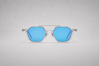 Clear with deep blue lenses