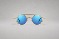Gold with blue mirror lenses
