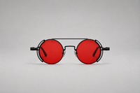 Black with red lenses