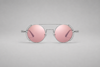 Silver with pink lenses