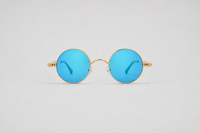 Gold with blue mirror lenses