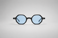 Black with blue lenses