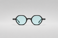 Black with light blue lenses