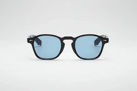 Black with blue lenses