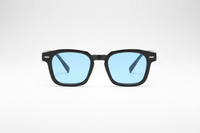 Black with blue lenses